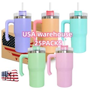 25 PACKS Kids Vacuum <b>Insulated</b> 20oz Macaron Candy Color Tumbler <b>Mugs</b> with Handle for Dye Sublimation Heat Press - Product Image 1