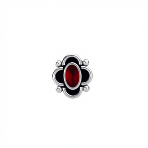 Traditional Indian Motif 925 <b>Sterling</b> <b>Silver</b> Round Cup Setting <b>Nose</b> <b>Stud</b> for Women Girls Daily Wear Ethnic <b>Nose</b> Jewelry - Product Image 1