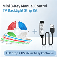 Tira de Luces LED RGB COB USB de 5V, Cinta Flexible Autoadhesiva, Control Remoto IR por Aplicación, IP20, Decoración para TV, PC, Escritorio y Juegos