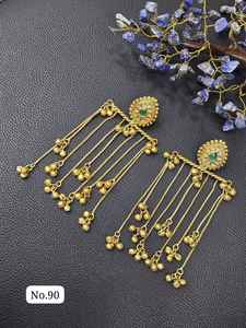 ที่มีคุณภาพดีที่สุดที่มีคลาสต่างหูยาวชุบทองสำหรับงานเลี้ยงงานแต่งงานและฟังก์ชั่นสวมใส่คอลเลกชันสำหรับผู้หญิง - Product Image 4