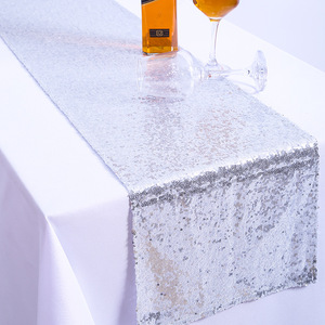 Pho mát vải Khăn trải bàn màu đỏ sequin Bạc đám cưới bảng vải RUNNER cho trang trí đám cưới - Product Image 4