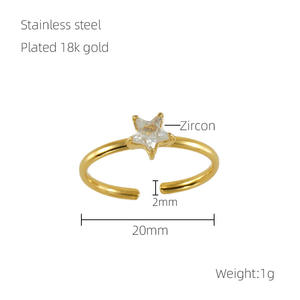 Ster Zirkoon <span class=keywords><strong>Ring</strong></span> Vinger Ringen voor Meisjes Roestvrij Staal Titanium Luxe Ster Vinger Ringen - Product Image 4