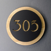 Plaque de porte personnalisée en bois ronde, numéro de porte, décoration artistique moderne, plaque de porte pour bureau, appartement, dortoir, hôtel, facile à installer