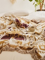 Couverture en jacquard 100% coton Technique tricotée avec motif brodé Utilisation pour la literie ou à des fins décoratives CLSG