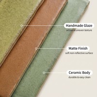 Ensemble de carreaux en céramique artisanaux 50x150mm & 100x100mm, aspect mat fait main