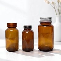 Bouteille en verre ambré dépoli à large ouverture de 400 cc pour pilules, vide, pour capsules et compléments alimentaires, vente en gros