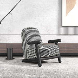 <b>Sofa</b> Chair Single Italian Style Houndstooth Pattern Comfortable <b>Seat</b> <b>Cushion</b> Modern Minimalist Living Room Chair - Product Image 1