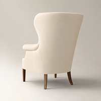 Fauteuil d'appoint moderne de luxe rembourré avec dossier haut, pieds en bois massif durables, chaise individuelle pour salle à manger