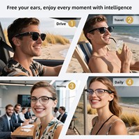 Lunettes Intelligentes F20 Nouvelles avec Traduction IA pour Connectivité Bluetooth, Traduction en Temps Réel de Plus de 100 Langues, Écoute Musicale et Appels