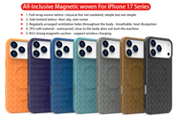 Étui magnétique en TPU tissé ultra durable de luxe pour iPhone 17 16 15 14 13 Pro Max étui de téléphone portable compatible avec la charge sans fil