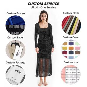 服装厂家服装厂方领长袖小号正式马克西婚纱晚礼服舞会礼服 - Product Image 2