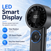 Ventilateur portable rechargeable, mini ventilateur de refroidissement avec vitesse de vent réglable, affichage numérique LED, longue durée de vie de la batterie