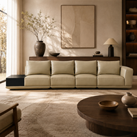 Ensemble de canapés modulaires modernes en cuir véritable en forme de L, design écologique, table d'appoint noire, sièges larges pour appartement et hôtel