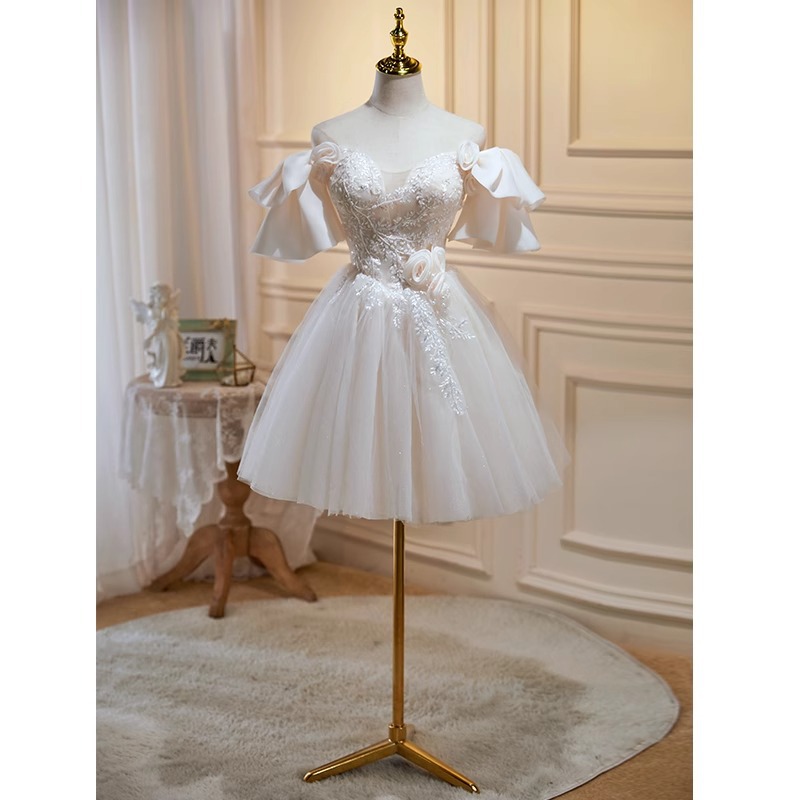 green emerald velvet dress Zapaka Women Matte Satin White Short Graduation Dress Off The Shoulder Sheath Little White Dress, White / US10 main image 0