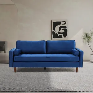 Living Room Furniture Sofa Royal Blue Fabric High Resilience Sponge Filled 2 Seater Hotel Sofas