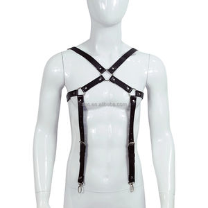SacKnove 50019 nouvelle tenue Sexy alternative bretelles soutien homme haut corps en cuir jarretelles <span class=keywords><strong>porte</strong></span>-jarretelles pour hommes harnais - Product Image 6