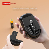 Ratón Inalámbrico LENOVO 2.4G de Modo Dual, Diseño Ergonómico Curvo, Ajuste de DPI Multivelocidad, Recargable, RGB para Juegos