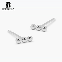Anting-anting kancing ICEBELA Classic Vintage Fashion Fine Jewelry, perak sterling 925, bentuk bulat, berhiaskan manik-manik, untuk anak perempuan