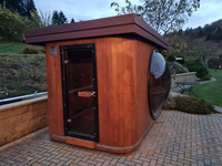 Sauna Moderna de Madera de Cedro Rojo Tradicional para Exteriores con Ventanas de Techo para 4 Personas, para Uso en Apartamentos y Villas