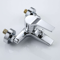 Robinet de douche de bain monocommande 3 trous moderne chromé à poser sur le rebord, en alliage de zinc, avec cartouche céramique, design à débit contrôlé, garantie 3 ans