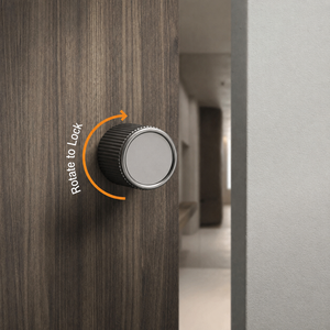Invisible Single-Sided <b>Door</b> Lock Minimalist Black Zinc Alloy Round <b>Knob</b> Privacy Lock for Interior Bedroom Hinged <b>Doors</b> - Product Image 1