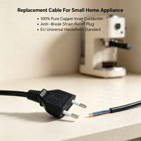 Cable de alimentación de fábrica 250V 2.5A H03VVH2-F con enchufe europeo de 2 pines, cable de CA con terminales crimpados estañados