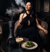 Chicha électrique miniature professionnelle moderne en acier inoxydable laqué |   Boîte-cadeau de voyage portable rechargeable avec lumière LED numérique Lukah