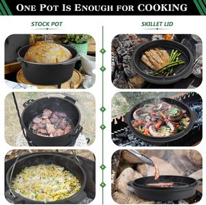 Premium Lightweight Cast Iron Dutch Oven & Camping <b>Pot</b> with 2-in-1 Frying Skillet Lid 4-5L Capacity for Gas & Induction Stoves - Product Image 5