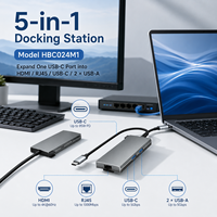 Station d'accueil USB-C 5-en-1 avec HDMI 4K+60Hz, Ethernet Gigabit, PD 100W, 3x USB 3.0, boîtier en aluminium