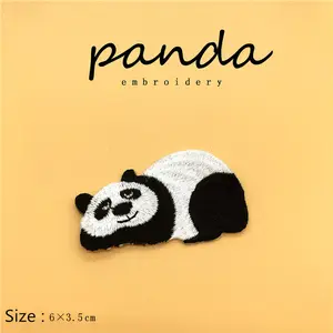 Ijzer op geborduurde Panda Patch voor Kleding, Borduurwerk Bamboe Applique voor Jassen, Patches voor Meisjes