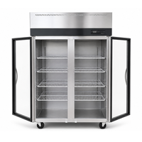 Réfrigérateur de présentation pour supermarché en acier inoxydable 880L/1350L, réfrigérateur commercial à porte vitrée, refroidissement direct 2-10°C