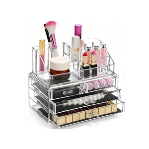 Organisateur de maquillage en acrylique pratique avec compartiments hauts-Convient aux longs pinceaux, mascaras, crayons à sourcils, empêche la flexion et les dommages - Product Image 6