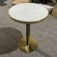 Table à manger ronde en marbre avec base en acier inoxydable, ensemble de salle à manger moderne et luxueux pour restaurant, maison, hôpital