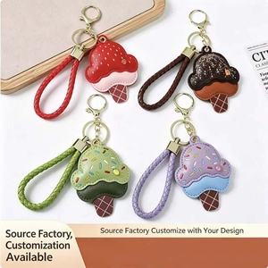 Nuevo Llavero de Cuero PU con Forma de Cono de Helado, Colgante Bonito para Bolsos, Llaves de Coche, Adorno Decorativo, Accesorios Elegantes para Mujer - Product Image 1