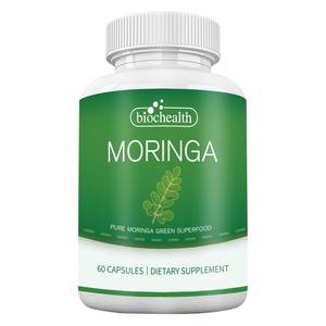 Biochealth GMP lal organik Moringa kapsülleri-saf Moringa Oleifera yaprak tozu takviyesi | Süper yeşiller toz hapları - Product Image 1
