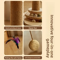 Tour griffoir pour chat en corde de sisal naturelle, style Art Déco, avec plateau en bois massif, multifonctionnel pour l'activités d'escalade et le jeu autonome