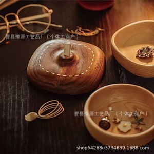 Boîte de rangement pour bijoux en bois original avec couvercle anti-poussière en caoutchouc, design de luxe léger, bol à fruits 1-3L, gravure personnalisée - Product Image 1