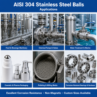Billes en acier inoxydable 304 de 2 mm à 50 mm, G10-G100, finition miroir, résistantes à la corrosion, pour roulements, soupapes, rouleaux, OEM