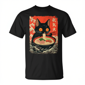 Camiseta con gráfico de gato Neko comiendo ramen, estilo kawaii, anime japonés - Product Image 2