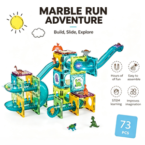 Parcours de billes magnétique Dinosaure Paradise, blocs de construction, jouet créatif et éducatif, piste de 5,5 cm, 74 pièces pour enfants - Product Image 5