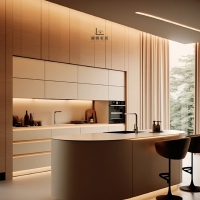 Meubles de cuisine modulaires de luxe modernes personnalisables écologiques ignifuges avec sculptures dorées pour villas et appartements – Vente en gros