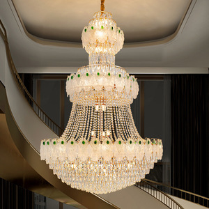 Lámpara de araña de cristal para escalera, forma alargada, fuente de luz LED, base de bombilla E27, para sala de estar, pasillo, decoración del hogar - Product Image 2