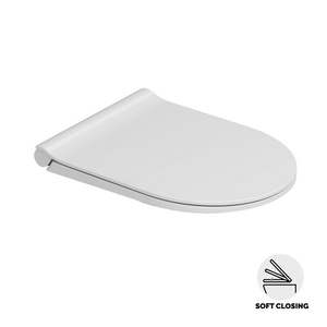 Tapa de inodoro redonda y delgada Mirto, color blanco, cierre suave - Product Image 3