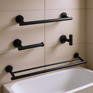 Juego de Accesorios de Baño de 4 Piezas, Montado en la Pared, Negro Mate, Moderno, de Aleación de Zinc - Product Image 2