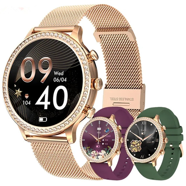 Fashion Lady Smartwatch BT Calling Heart Rate Blood Pressure Sport Waterproof Women's AI Custom Dial Fitness Tracker Smart Watch
