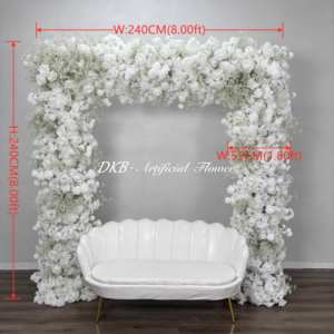 ซุ้มแต่งงานทรงสี่เหลี่ยมลายดอกกุหลาบ8x8สีขาวปรับแต่งได้งานแต่งงานงานแต่งทำจากเทียมประดับกลางแถว - Product Image 2