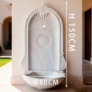 <span class=keywords><strong>Fontaine</strong></span> <span class=keywords><strong>murale</strong></span> sculptée à la main en marbre <span class=keywords><strong>de</strong></span> haute qualité, petite et simple, en pierre, pour la décoration <span class=keywords><strong>de</strong></span> villas, manoirs et cours. - Product Image 2