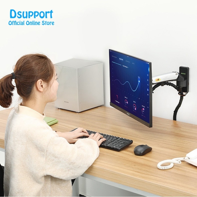 TV Wall Mount Gas Spring NB F120 17-27 Inch Full Motion LCD LED Monitor Holder Aluminum Arm Bracket Silver Black GS Certified