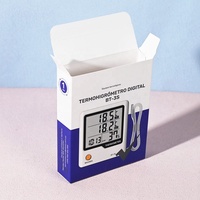 Boîte d'emballage électronique personnalisée en carton plié avec impression, certifiée FSC, RoHS, ISO, pour thermomètre numérique et hygromètre