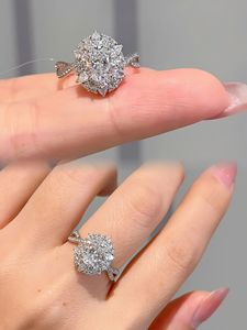 Bague Xinfly en or blanc 18 carats véritable avec diamant de laboratoire 1 carat D VVS, bijoux fins personnalisés en Au750, motif classique, anniversaire - Product Image 5